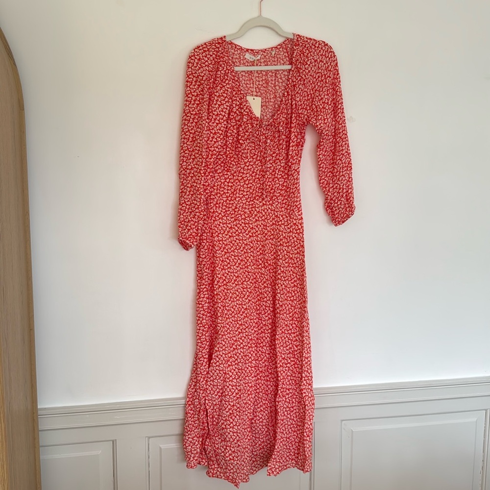 NWT DOEN ORTENSIA DRESS ORANGE HILLSIDE BLOOM Long Sleeve Floral Dress XS